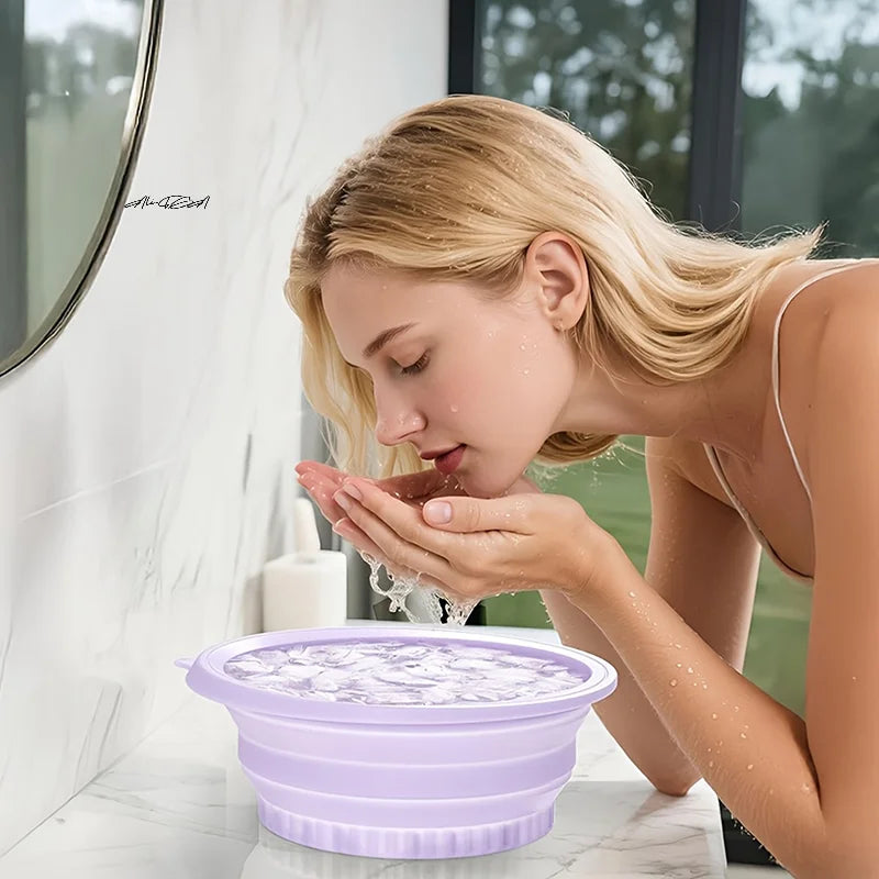 ✨ Cuenco de baño de hielo plegable de silicona para el cuidado facial ✨