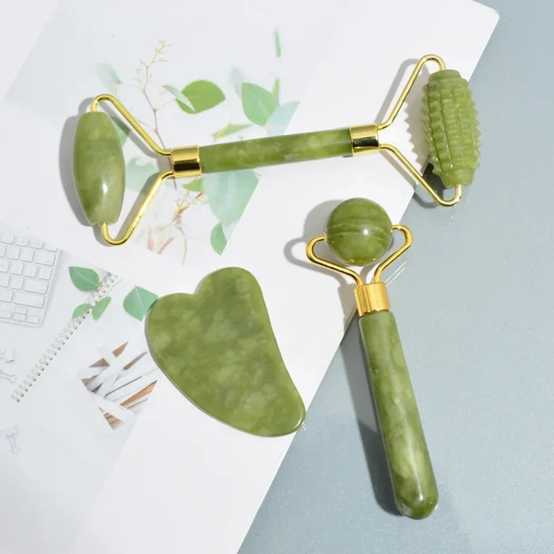 Set de Masaje Facial Jade Natural – 3 Piezas