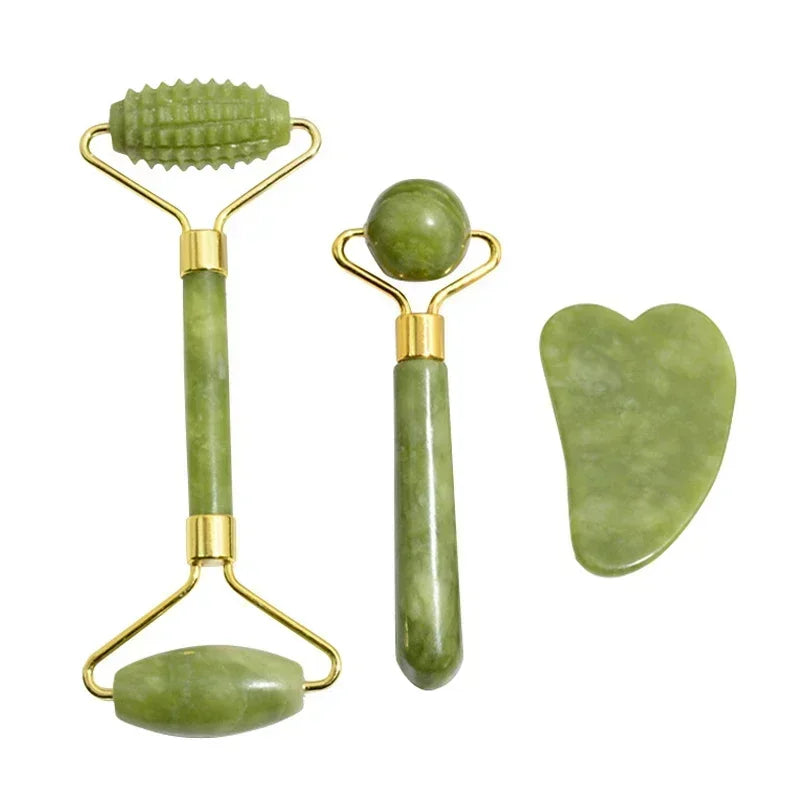 Set de Masaje Facial Jade Natural – 3 Piezas