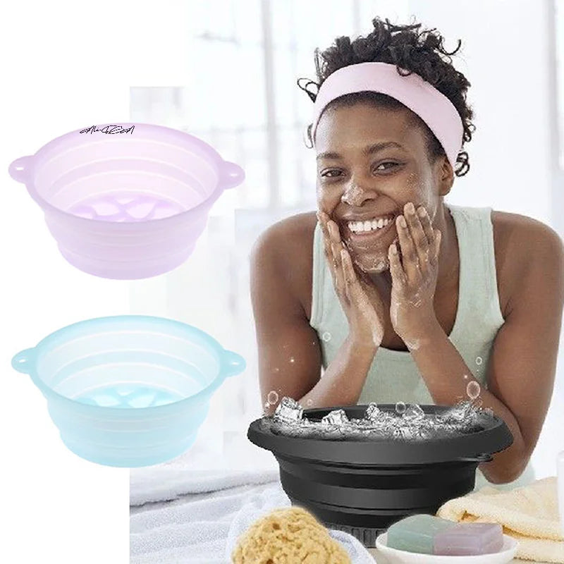 ✨ Cuenco de baño de hielo plegable de silicona para el cuidado facial ✨