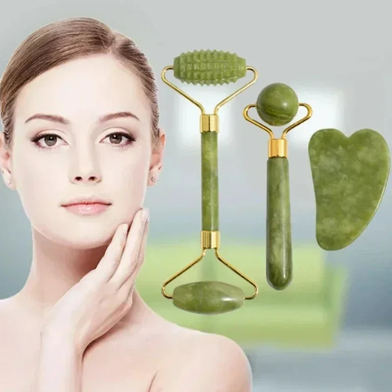 Set de Masaje Facial Jade Natural – 3 Piezas