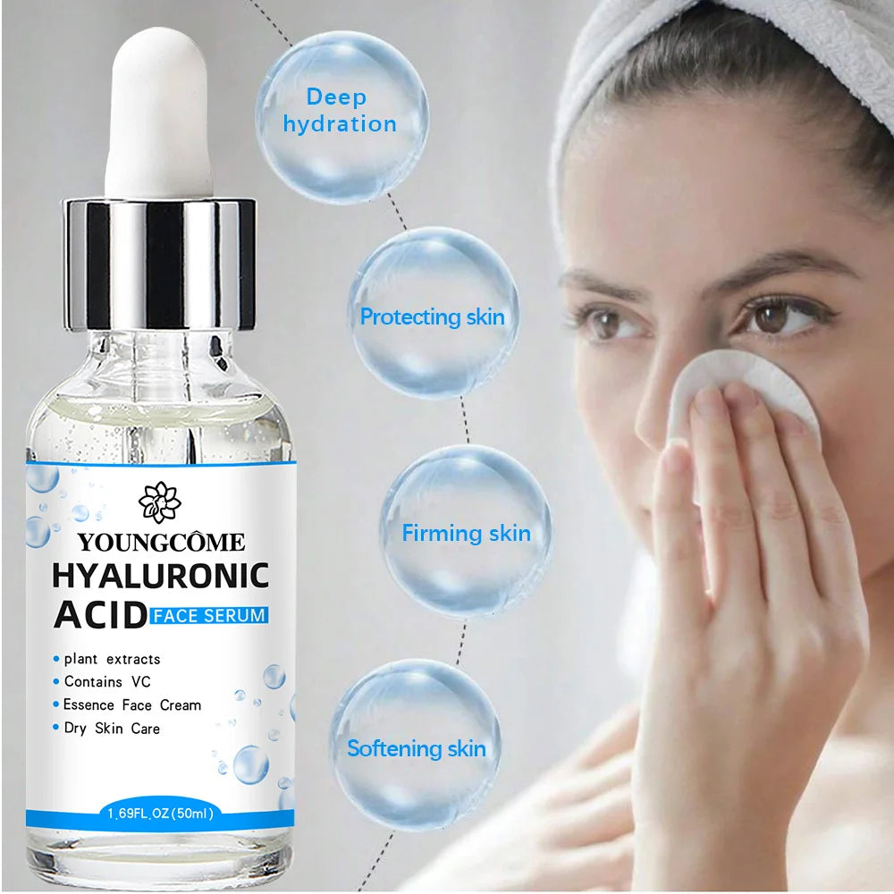 Esencia facial de ácido hialurónico para una hidratación profunda de la piel del rostro.
